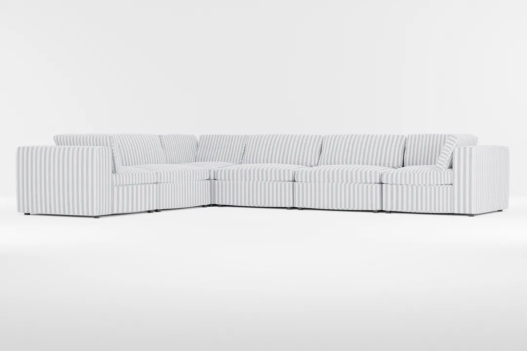 Destin Sea Lane Dark Blue Fabric 6-piece Modular Sectional