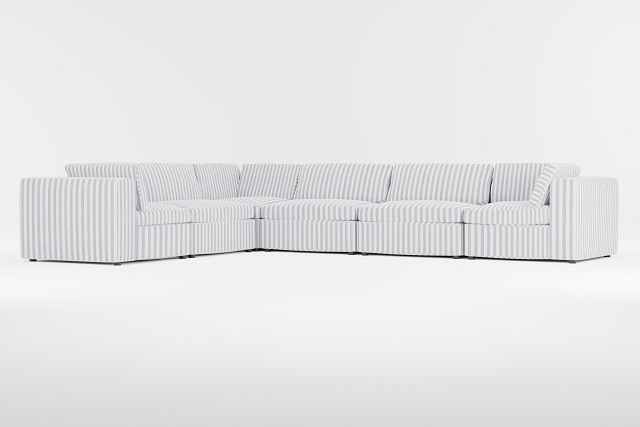 Destin Sea Lane Dark Blue Fabric 6-piece Modular Sectional