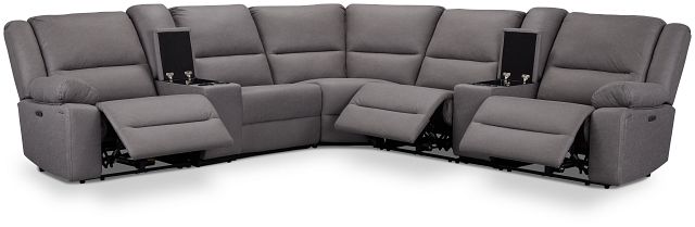 Peyton Gray Micro Large Triple Power Reclining Two-arm Sectional