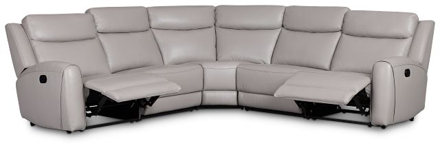 Walker Light Gray Lthr/vinyl Small Two-arm Manually Reclining Sectional