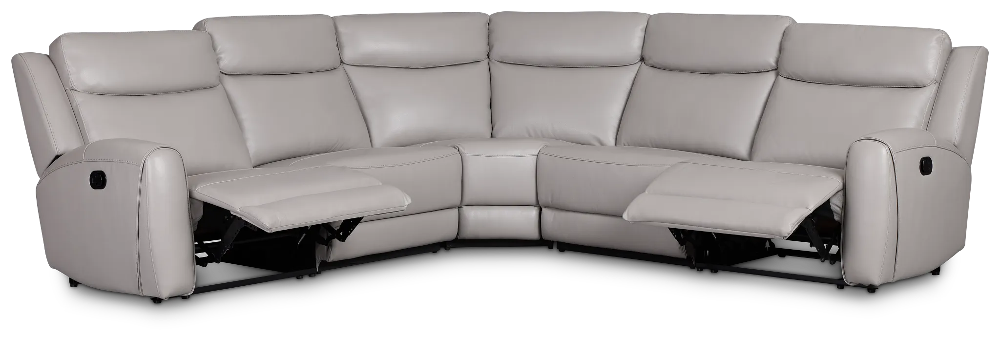 Walker Light Gray Lthr/vinyl Small Two-arm Manually Reclining Sectional