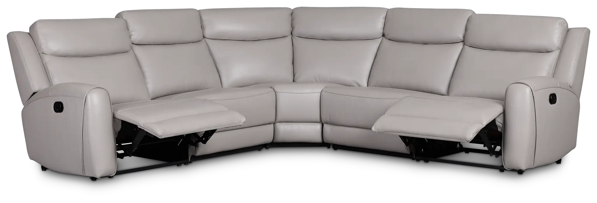 Walker Light Gray Lthr/vinyl Small Two-arm Manually Reclining Sectional Walker Light Gray Lthr/vinyl Small Two-arm Manually Reclining Sectional