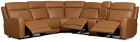 Flexsteel Belmont Medium Brown Lthr/vinyl Medium Triple Power 2-arm Sectional