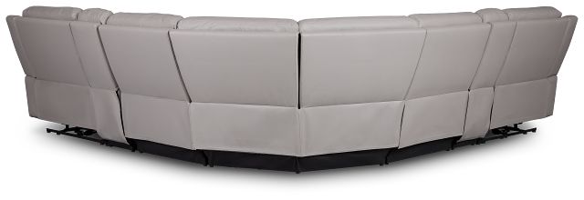Walker Light Gray Lthr/vinyl Large Dual Power Reclining Two-arm Sectional