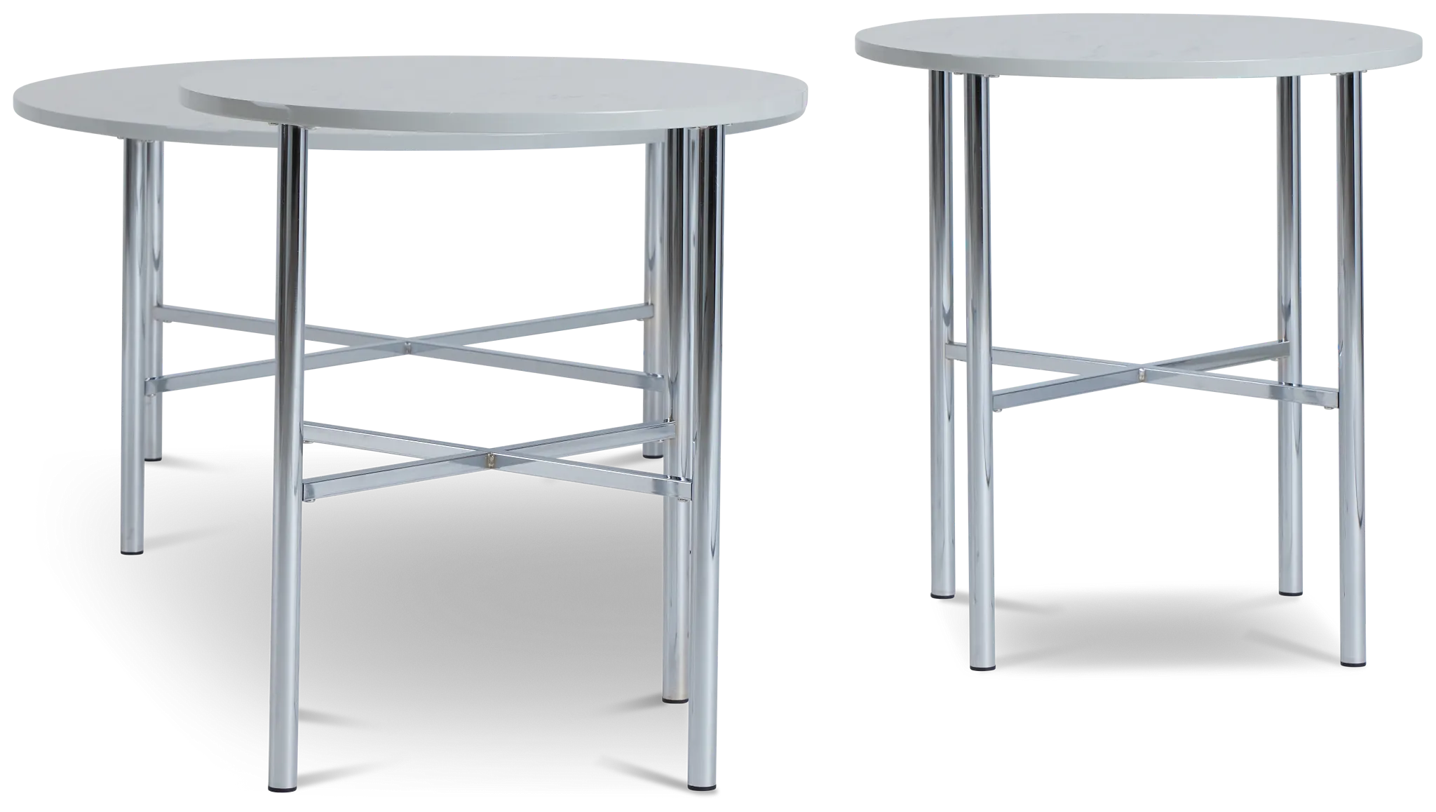 Cyrus White Round 3 Pack Tables