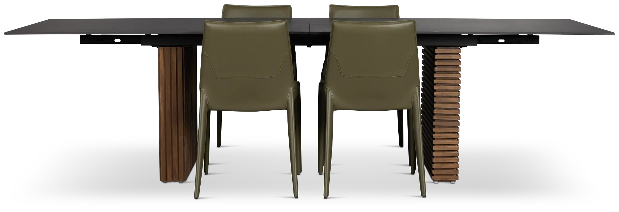 Wayne Two-tone Stone Rectangular Table & 4 Dark Green Upholstered Chair Wayne Two-tone Stone Rectangular Table & 4 Dark Green Upholstered Chair