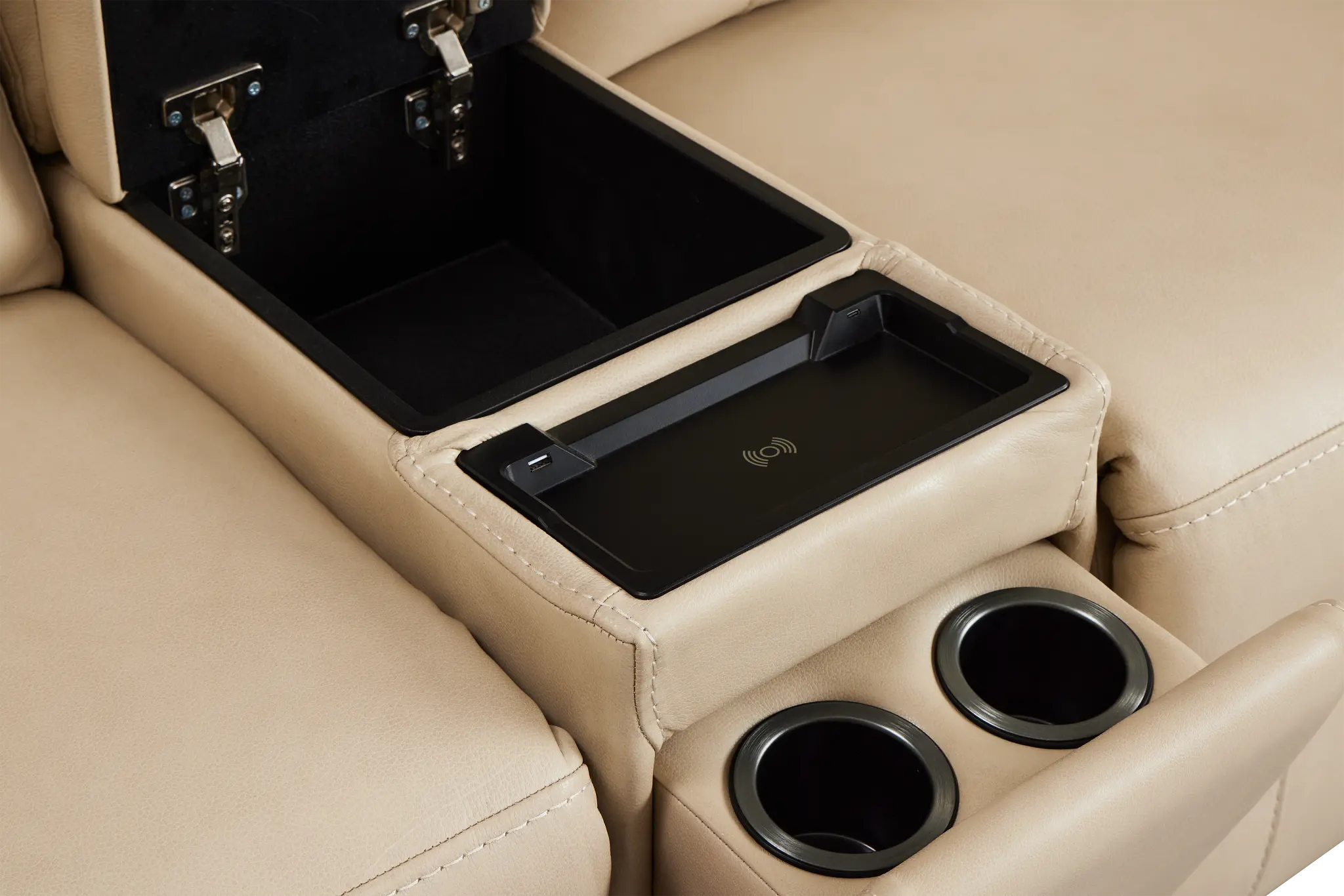 Benji Light Beige Lthr/vinyl Large Dual Power Reclining Two-arm Sectional Benji Light Beige Lthr/vinyl Large Dual Power Reclining Two-arm Sectional