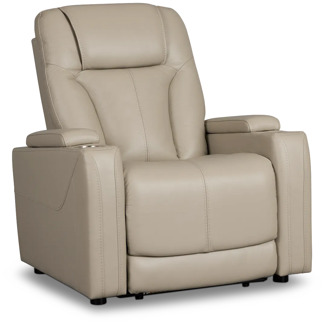 Optimus Beige Lthr/vinyl Power Recliner