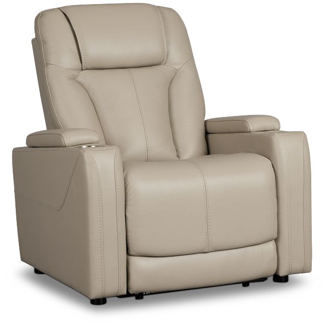 Optimus Beige Lthr/vinyl Power Recliner