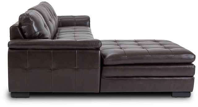 Braden Dark Brown Leather Left Chaise Sectional