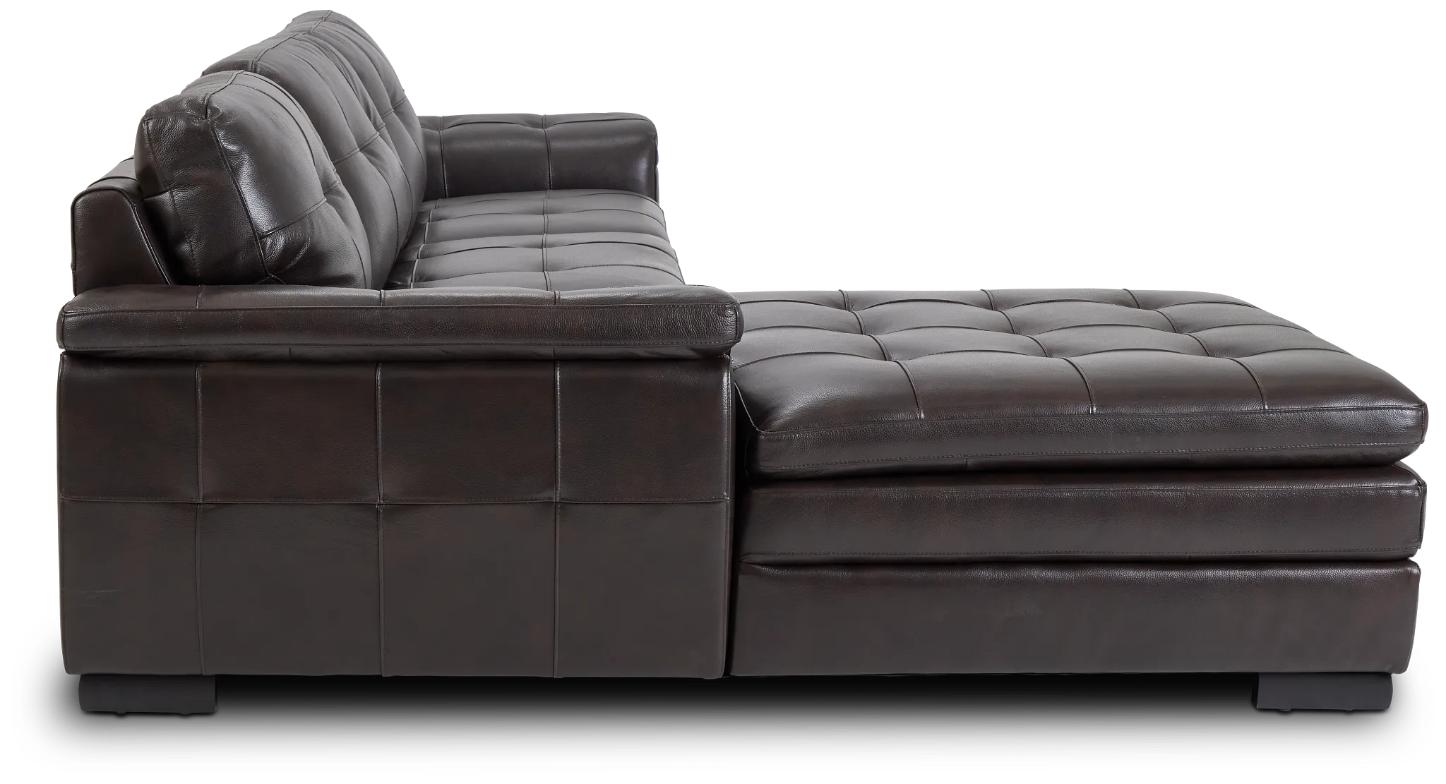 Braden Dark Brown Leather Left Chaise Sectional