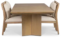 Pasadena Light Tone Rectangular Table & 4 Upholstered Chairs