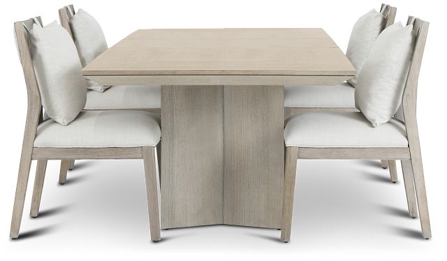 Pasadena Light Tone Rectangular Table & 4 Upholstered Chairs (3)