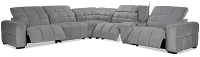 Gemma Light Gray Velvet Medium Triple Power 2-arm Sectional