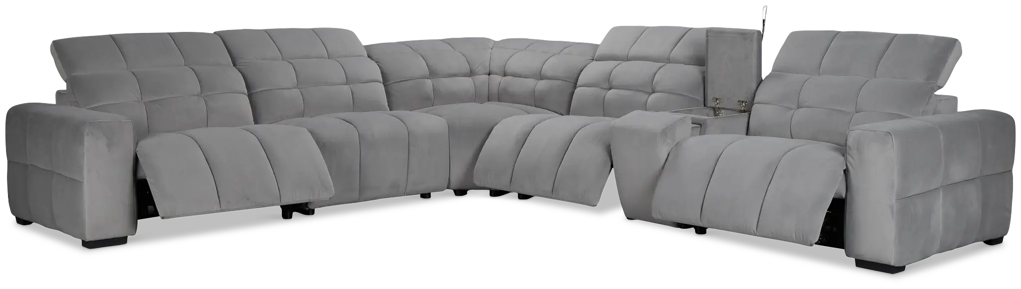 Gemma Light Gray Velvet Medium Triple Power 2-arm Sectional Gemma Light Gray Velvet Medium Triple Power 2-arm Sectional