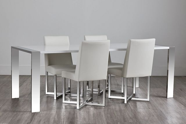 Neo White Rect Table & 4 Upholstered Chairs (0)