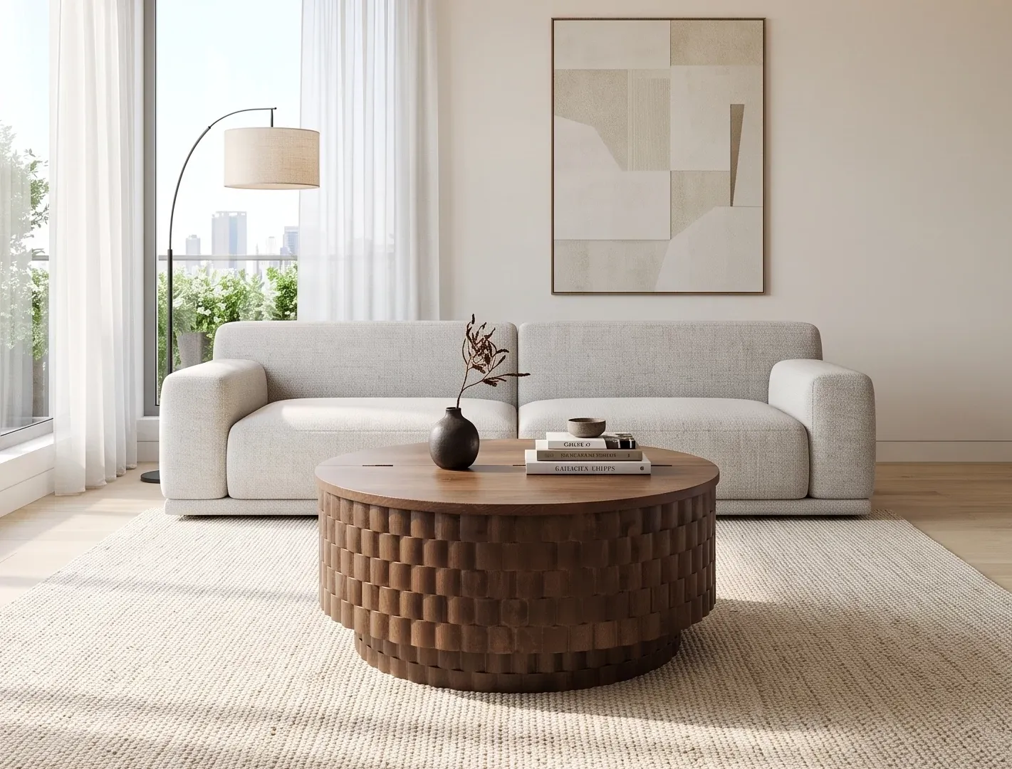 Whitley Dark Gray Round Storage Coffee Table
