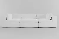 Destin Suave White Fabric 6-piece Pit Sectional