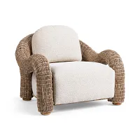 Cross Beige Woven Cushioned Chair