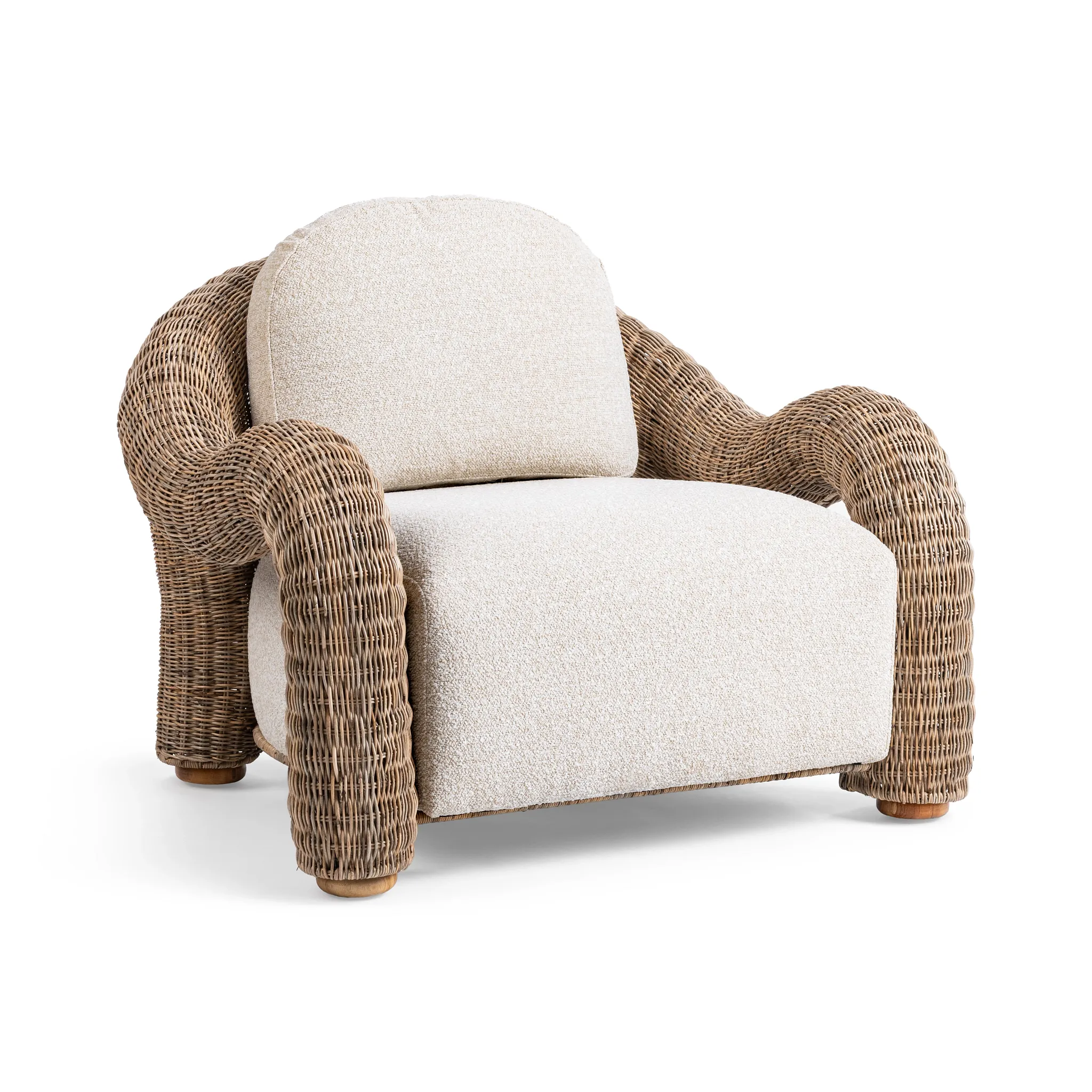 Cross Beige Woven Cushioned Chair