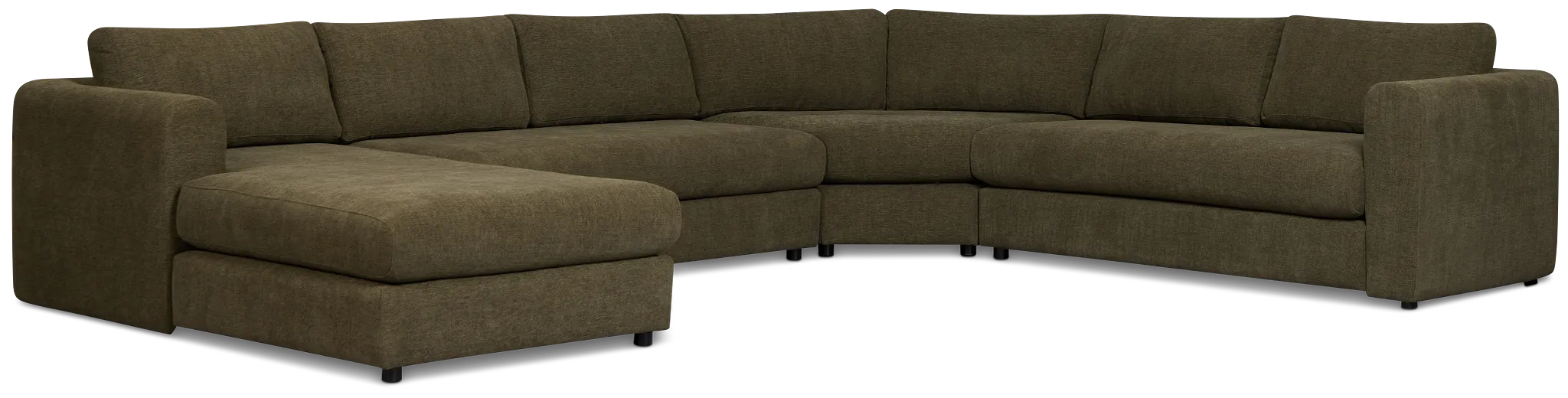 Alma Dark Green Fabric Medium Left Chaise Wedge Sectional