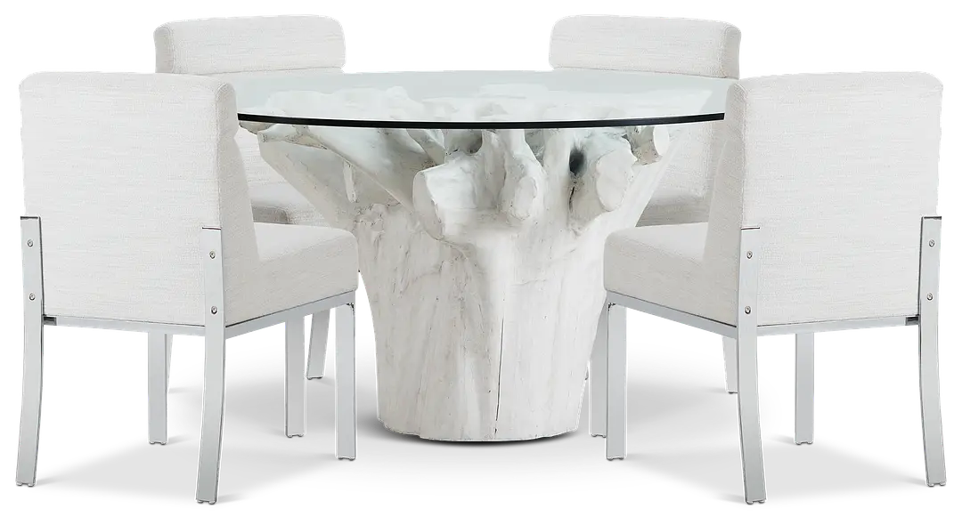 Ocean Drive 60" Glass Table & 4 Upholstered Chairs Ocean Drive 60" Glass Table & 4 Upholstered Chairs