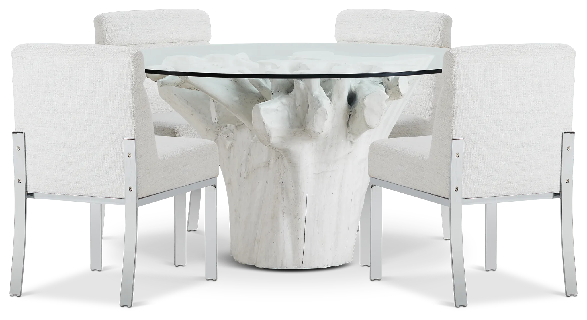Ocean Drive 60" Glass Table & 4 Upholstered Chairs