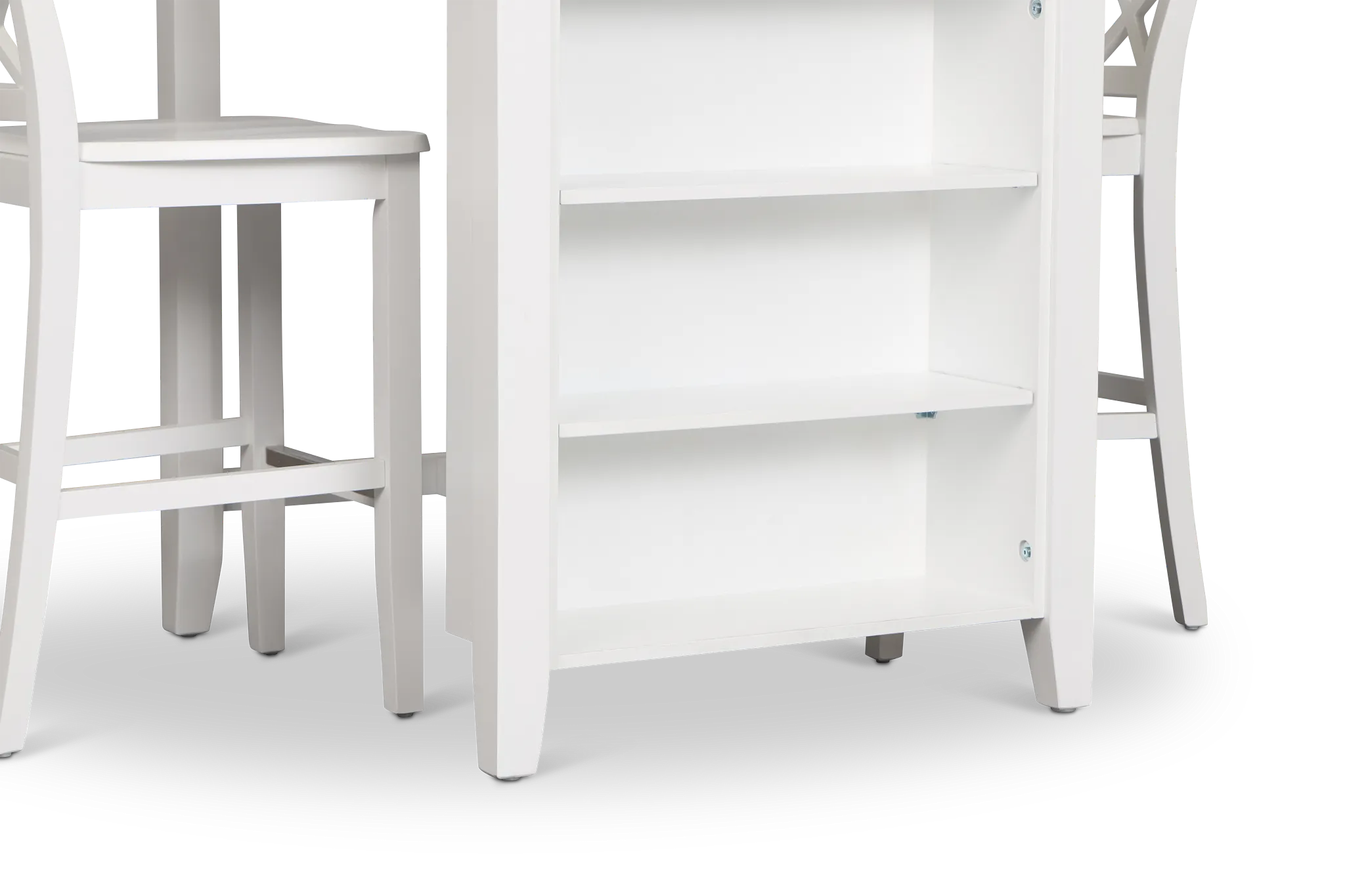 Edgartown Two-tone Storage High Table & 2 White Wood Barstools