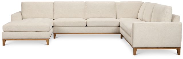 Maisie Light Beige Fabric Medium Left Chaise Sectional