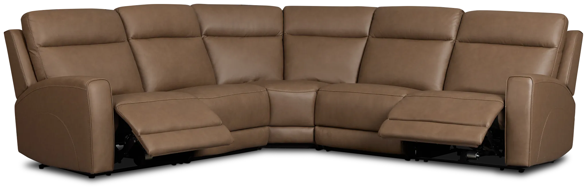 Flexsteel Belmont Dark Brown Lthr/vinyl Small Dual Power Reclining Two-arm Sectional