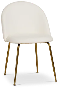 Capri White Micro Upholstered Side Chair W/ Gold Legs