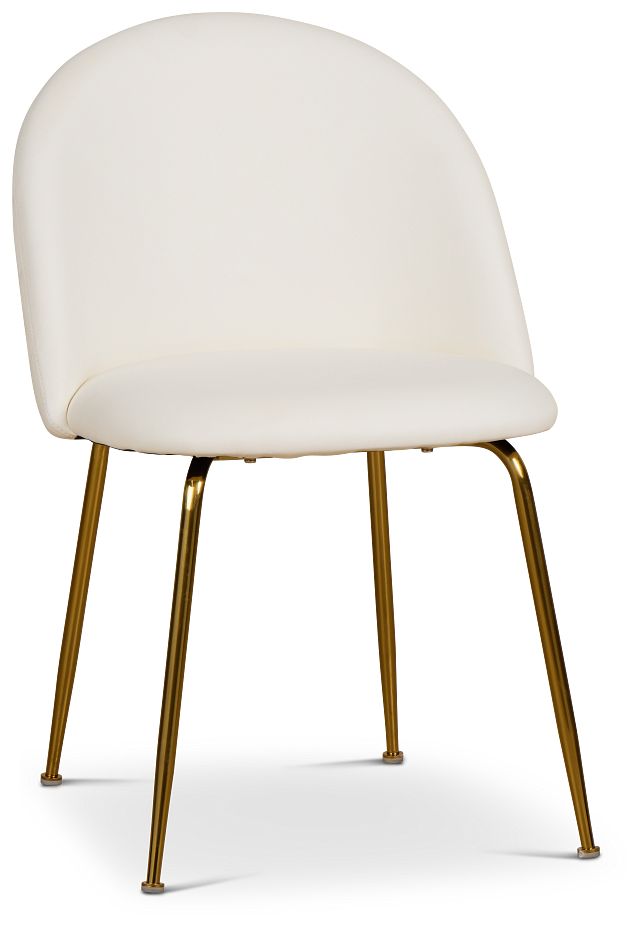 Capri White Micro Upholstered Side Chair W/ Gold Legs