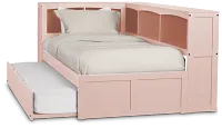Charleston Pink Corner Bookcase Bed With Trundle