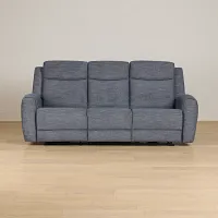 Walker Blue Fabric Power Reclining Sofa W/ Power Headrest