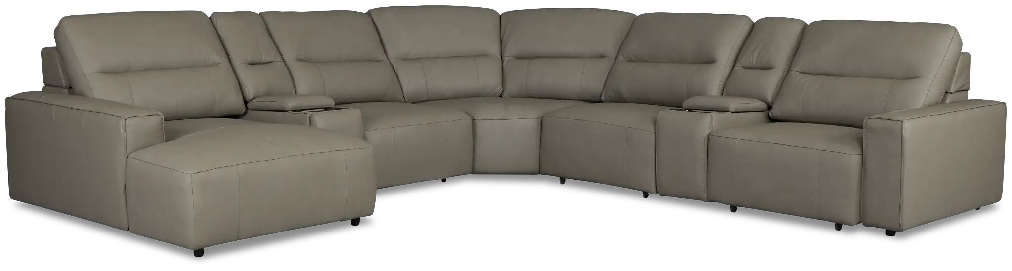 Rudy Gray Lthr/vinyl Large Dual Power Left Exentsion Chaise Sectional Rudy Gray Lthr/vinyl Large Dual Power Left Exentsion Chaise Sectional