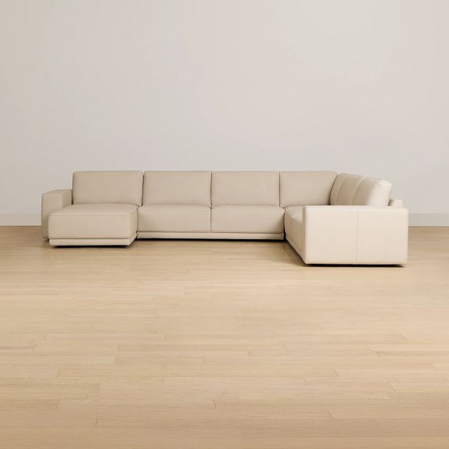 Kellan Ivory Leather Medium Left Chaise Sectional