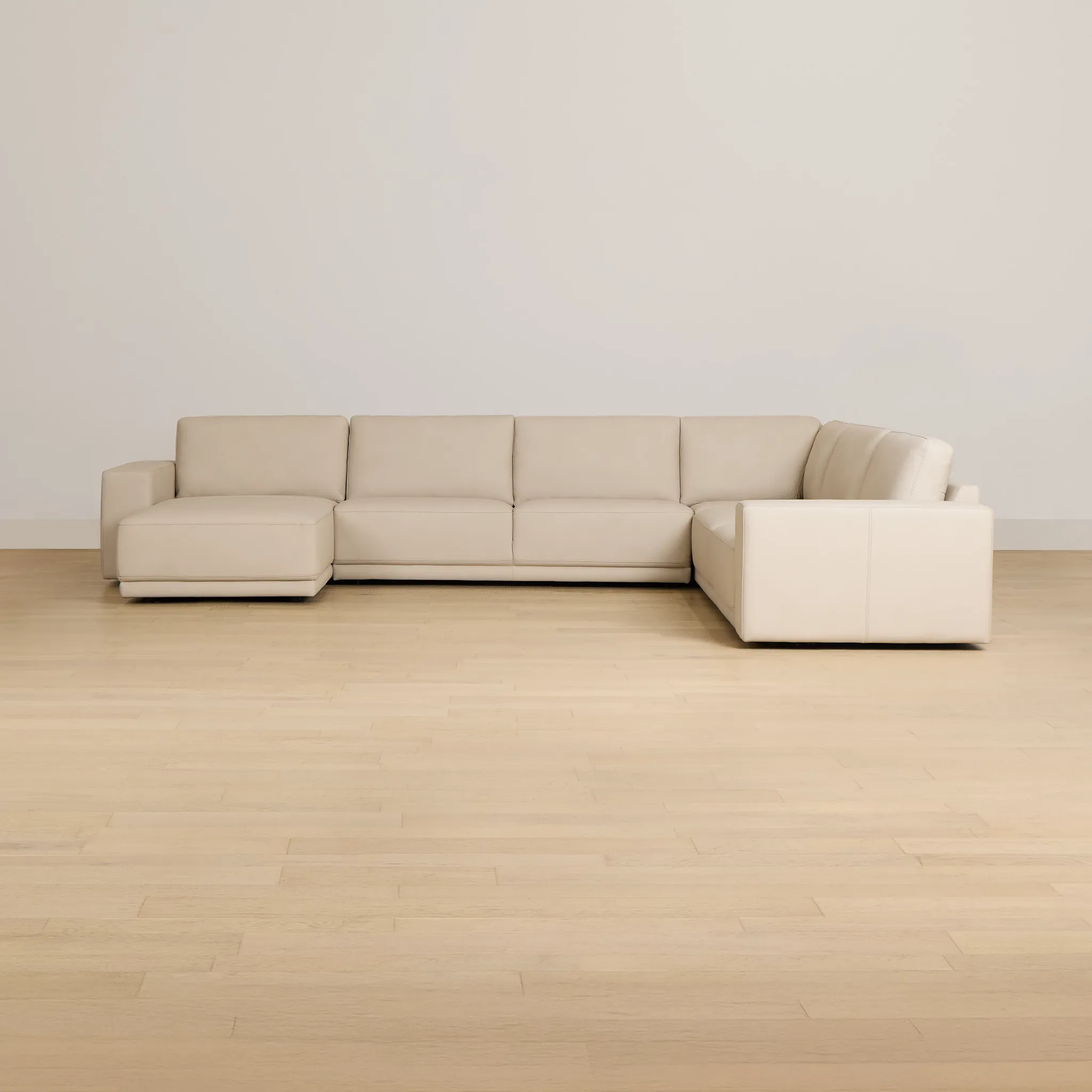 Kellan Ivory Leather Medium Left Chaise Sectional