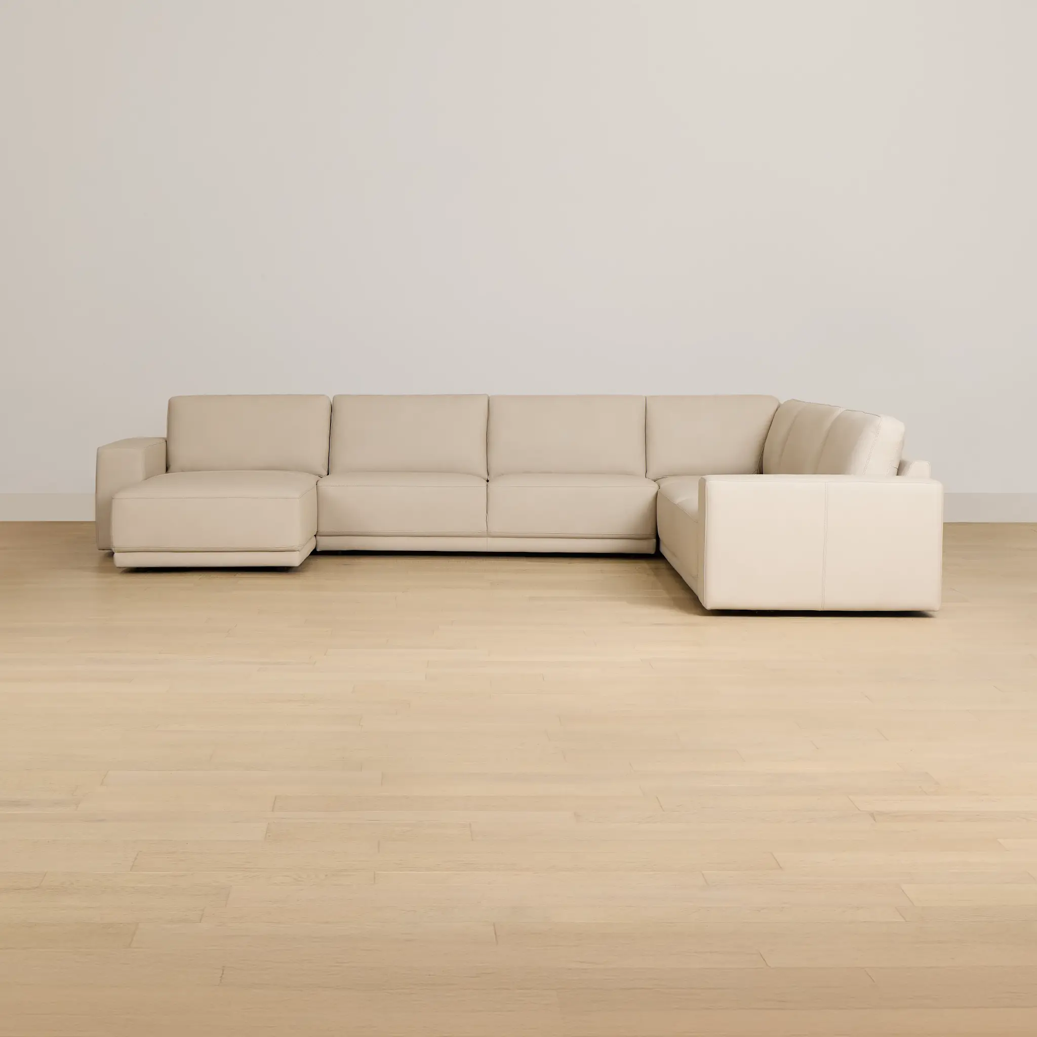 Kellan Ivory Leather Medium Left Chaise Sectional Kellan Ivory Leather Medium Left Chaise Sectional