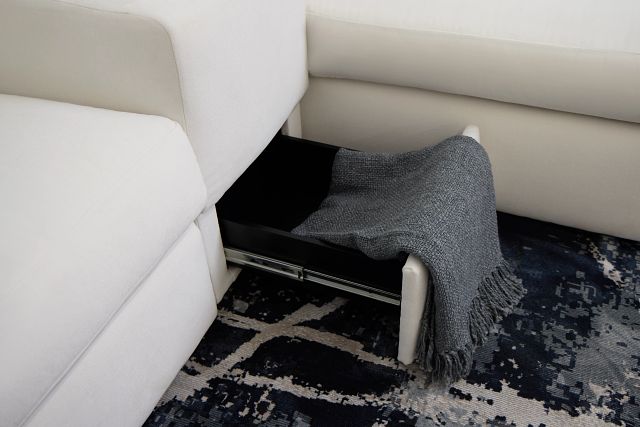 Citymod White Fabric Small Right Chaise Sectional With Media Console