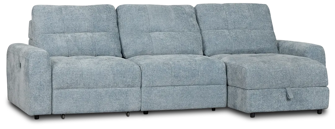 Hendrix Light Blue Fabric Right Power Extension Chaise Sectional