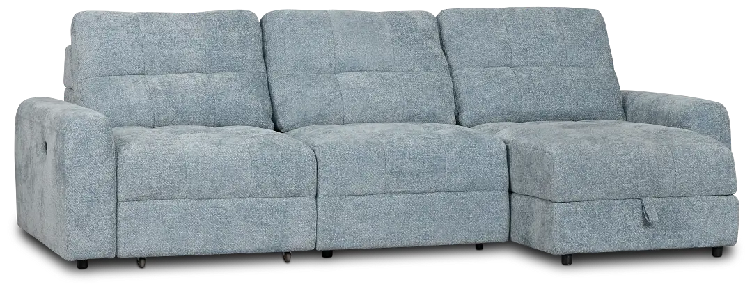 Hendrix Light Blue Fabric Right Power Extension Chaise Sectional Hendrix Light Blue Fabric Right Power Extension Chaise Sectional