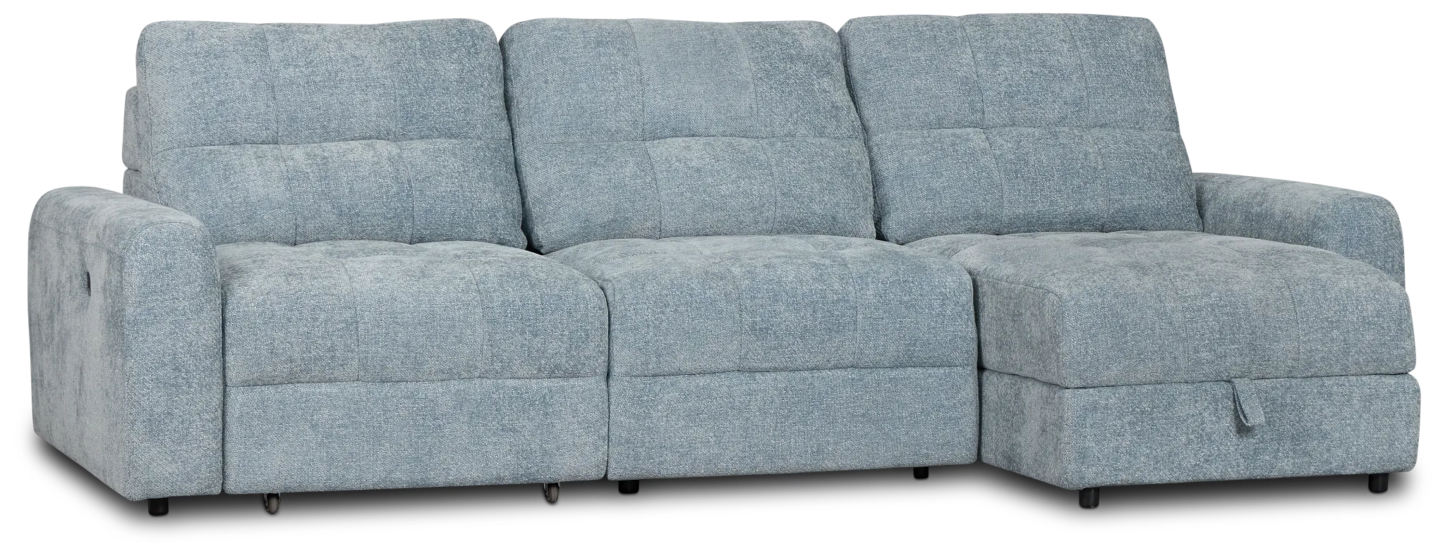 Hendrix Light Blue Fabric Right Power Extension Chaise Sectional