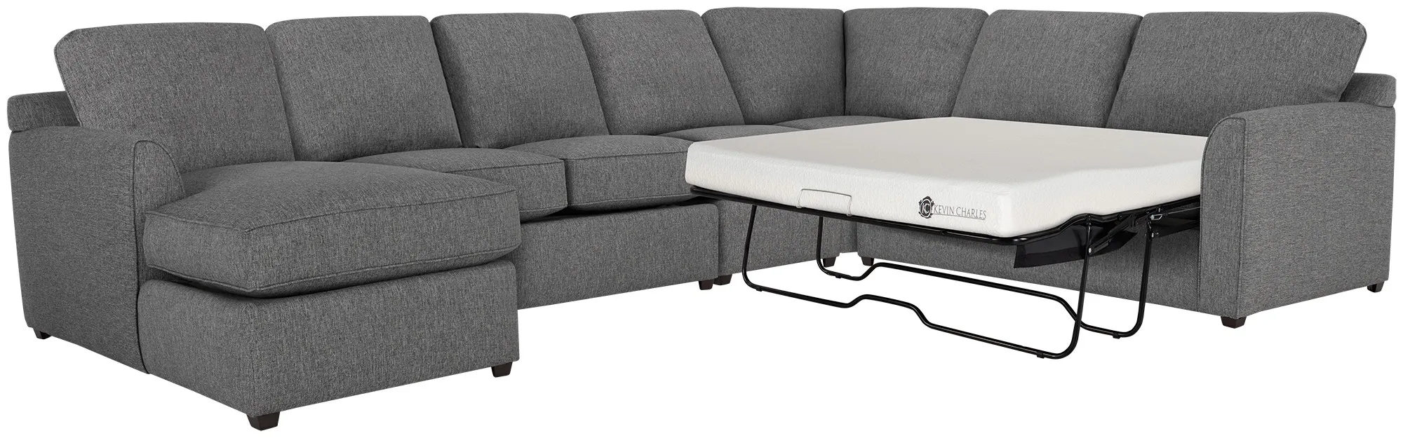 Asheville Gray Fabric Left Chaise Memory Foam Sleeper Sectional