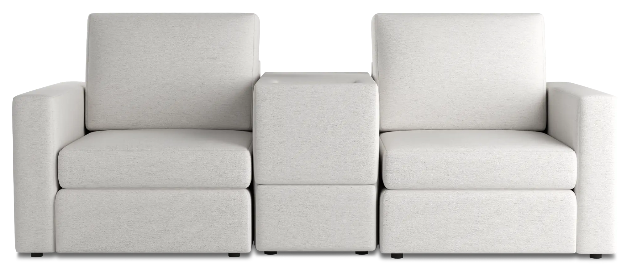 Citymod White Fabric 3-piece Modular Sofa With Storage Console Citymod White Fabric 3-piece Modular Sofa With Storage Console