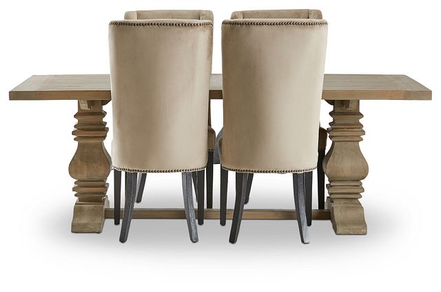 Hadlow Gray 84" Table & 4 Velvet Chairs