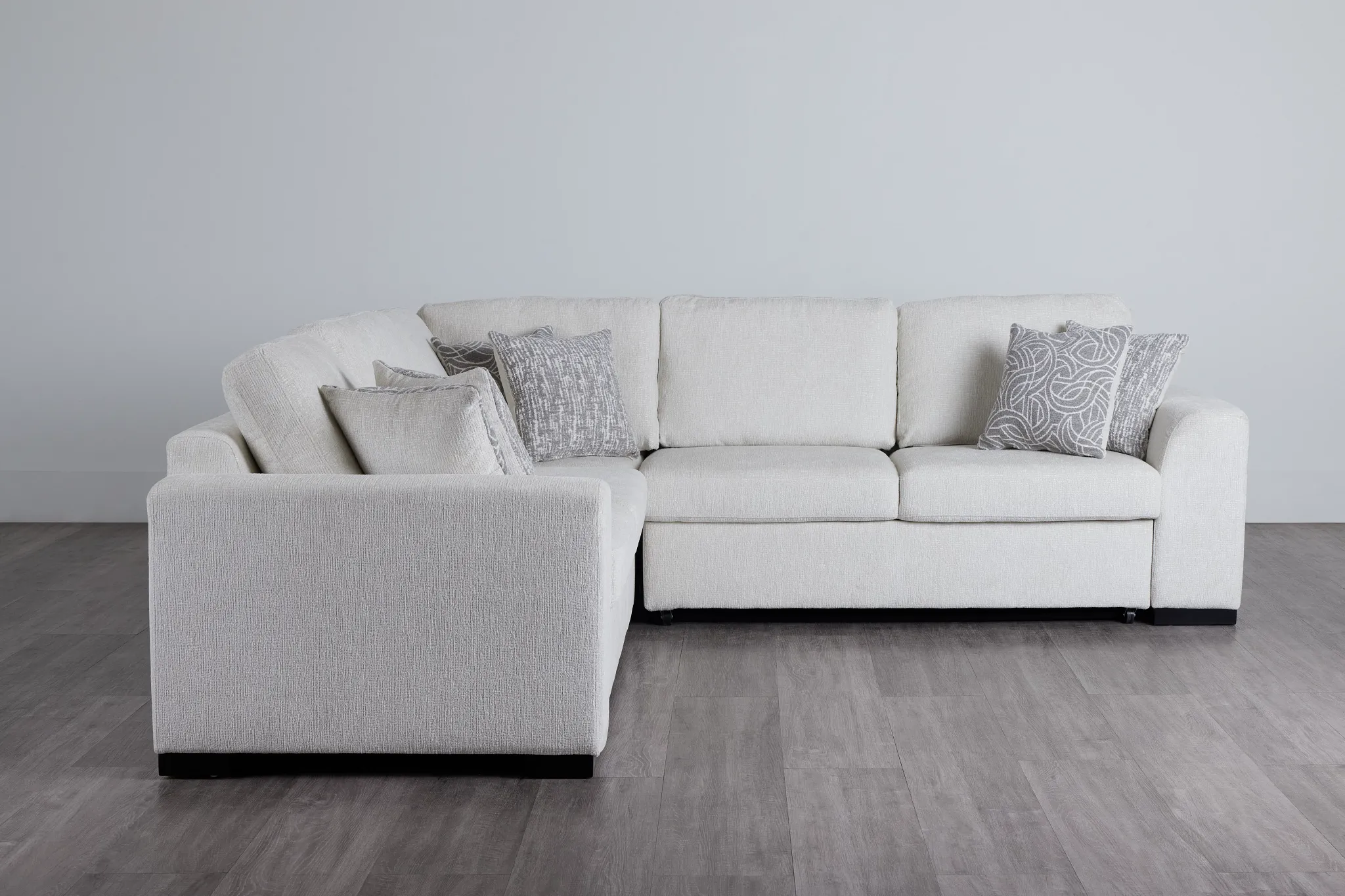 Blakely White Fabric Medium 2-arm Right Facing Sleeper Sectional