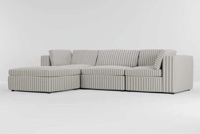 Destin Sea Lane Dark Gray Fabric 4-piece Bumper Sectional
