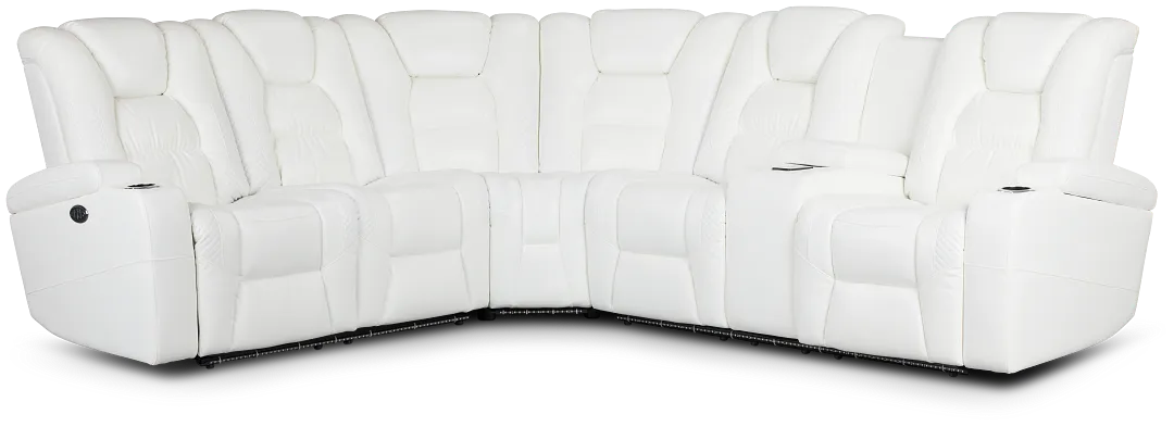 Troy White Micro Right Console Love Reclining Sectional