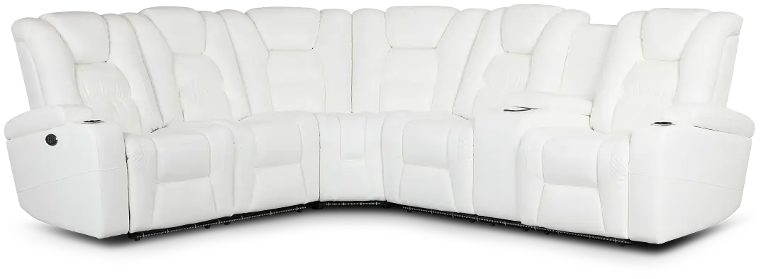 Troy White Micro Right Console Love Reclining Sectional Troy White Micro Right Console Love Reclining Sectional