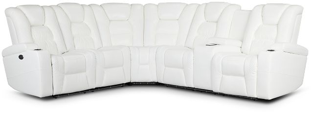 Troy White Micro Right Console Love Reclining Sectional